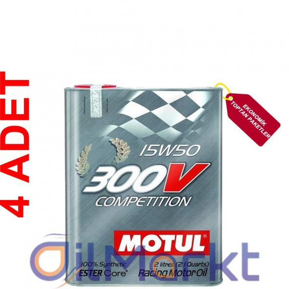 Motul 300V Competition 15W-50 2 Lt Tam Sentetik Motor Yağı (4 Adet) ürün görseli 1