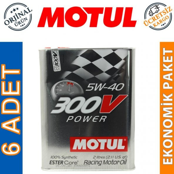 Motul 300V Power 5W-40 2 Lt Tam Sentetik Yarış Motor Yağı (6 Adet) ürün görseli 1