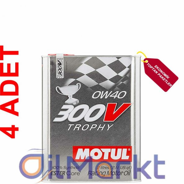 Motul 300V Trophy 0W-40 2 Lt Tam Sentetik Yarış Motor Yağı (4 Adet) ürün görseli 1