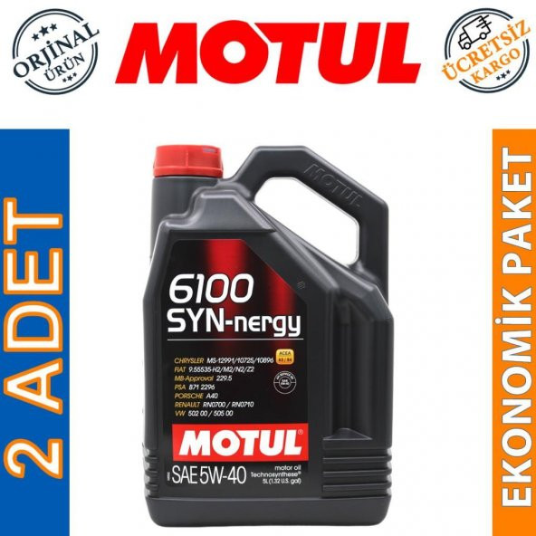 Motul 6100 SYN-Nergy 5W-40 5 Lt Dizel Benzinli Motor Yağı (2 Adet) ürün görseli 1