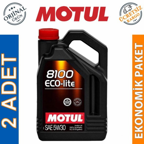 Motul 8100 Eco-Lite 5W-30 5 Lt Tam Sentetik Motor Yağı (2 Adet) ürün görseli 1
