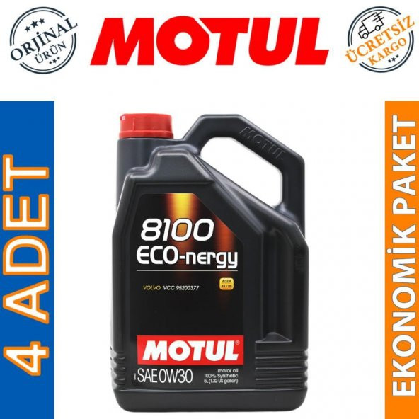 Motul 8100 Eco-nergy 0W-30 5 Lt Tam Sentetik Motor Yağı (4 Adet) ürün görseli 1