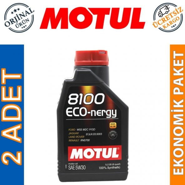 Motul 8100 Eco-nergy 5W-30 1 Lt Tam Sentetik Motor Yağı (2 Adet) ürün görseli 1