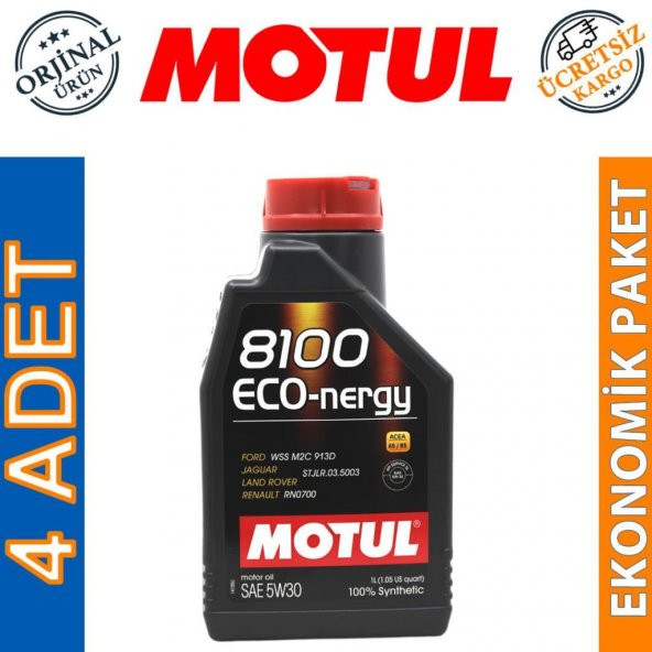 Motul 8100 Eco-nergy 5W-30 1 Lt Tam Sentetik Motor Yağı (4 Adet) ürün görseli 1