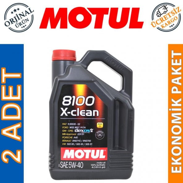 Motul 8100 X-Clean 5W-40 4 Lt Tam Sentetik Motor Yağı (2 Adet) ürün görseli 1