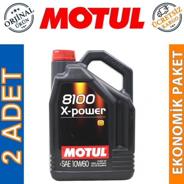 Motul 8100 X-Power 10W-60 5 Lt Tam Sentetik Motor Yağı (2 Adet) ürün görseli 1