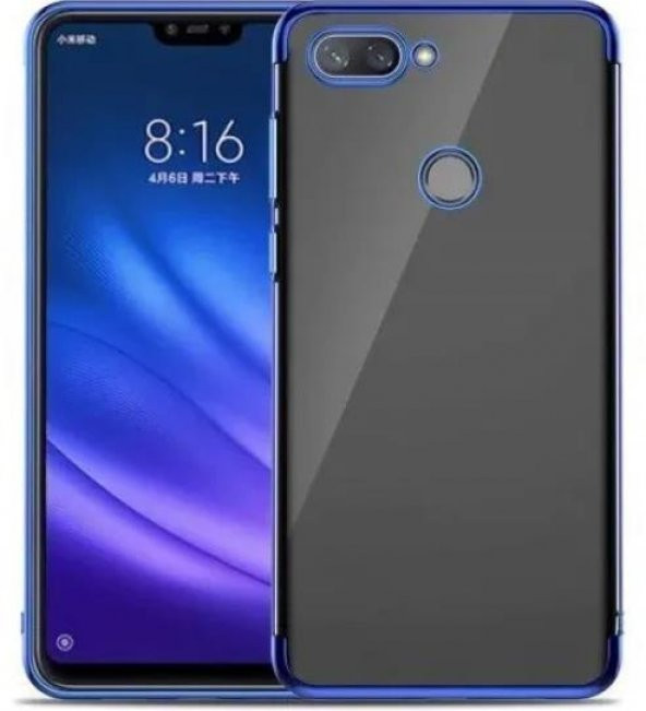 Xiaomi Mi 8 Lite Köşeleri Renkli Şeffaf Kamera Korumalı Kılıf ürün görseli 1