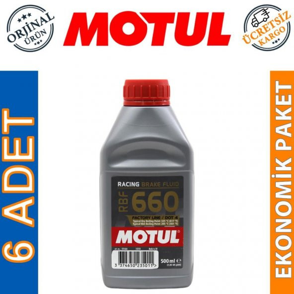 Motul RBF 660 FL Dot 4 500 ML Sentetik Fren Hidrolik Yağı (6 Adet) ürün görseli 1