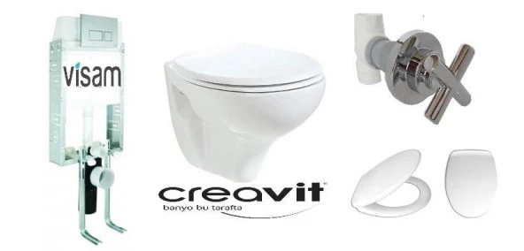 VİSAM-CREAVİT TP320 - GÖMME REZERVUAR ASMA KLOZET SETİ 5 Lİ ürün görseli 1