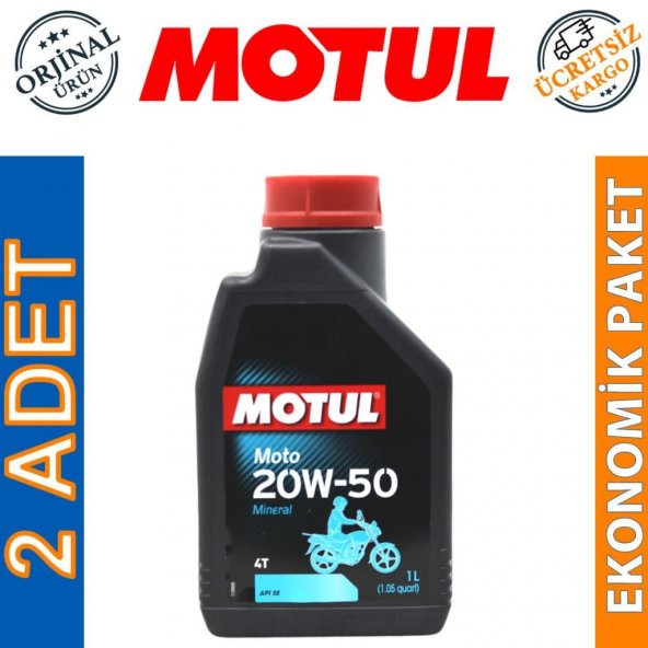 Motul Moto 4T 20W-50 1 Lt 4 Zamanlı Mineral Motosiklet Yağı (2 Adet) ürün görseli 1
