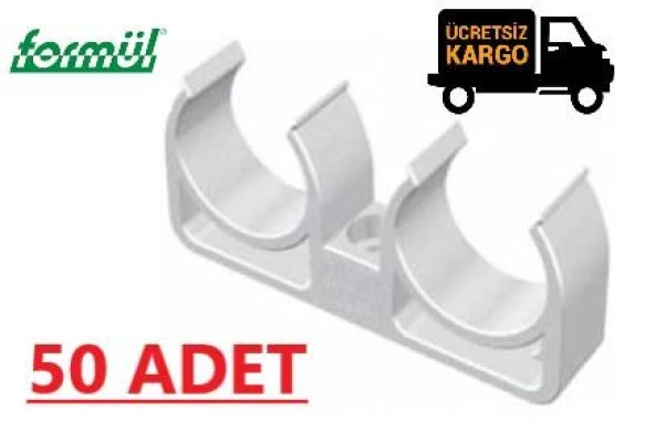 20 MM PPRC ÇİFTLİ BORU KELEPÇESİ (FORMÜL) 50 ADET ürün görseli 1