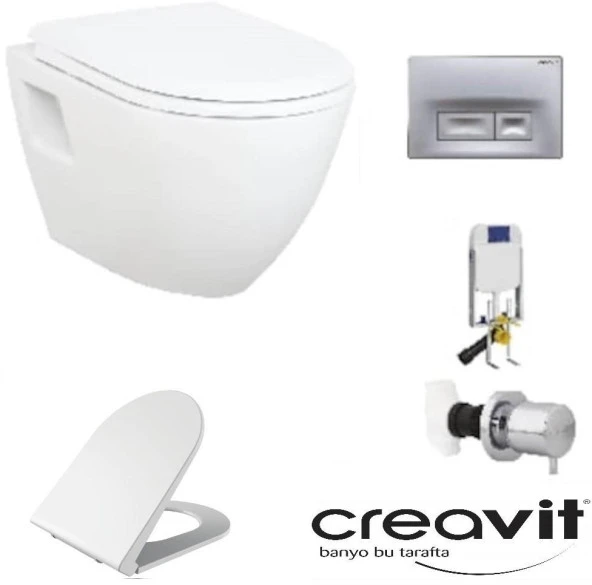 Creavit GR5001-Tp325 Gömme Rezervuar Seti 5 Lİ SET YAVAŞ KAPAK - MAT BUTON ürün görseli 1