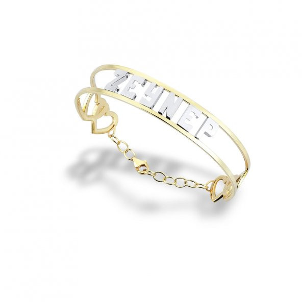 İsimli Altın Kelepce Yeni Tasarım 14 K Gold Taşsız ürün görseli 1