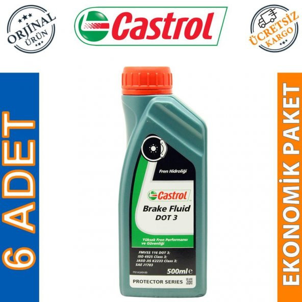 Castrol Brake Fluid DOT 3 500 ML Fren Hidrolik Sıvısı (6 Adet) ürün görseli 1