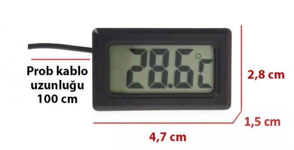 AEK-Tech Mini Dijital Prob Termometre (siyah) - Resim 6