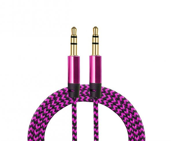 Diwu AUX Stereo 3.5mm Data Ses Örgü Kablo Pembe ürün görseli 1