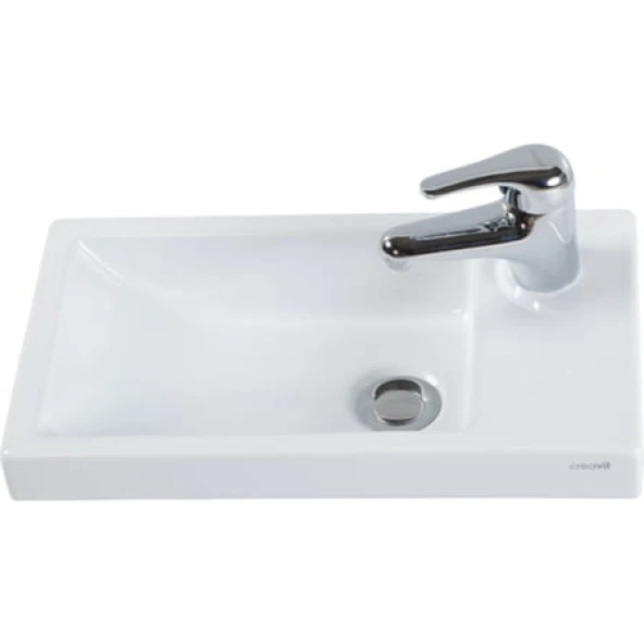 Creavit TP025 Elmas Dolap Üstü Lavabo 25*45 cm Beyaz ürün görseli 1