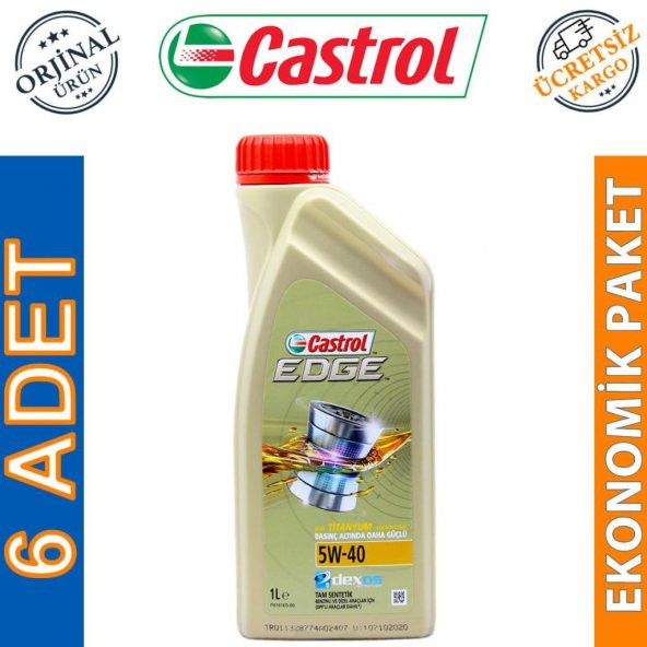 Castrol Edge Titanium 5W-40 1 Lt Tam Sentetik Motor Yağı (6 Adet) ürün görseli 1