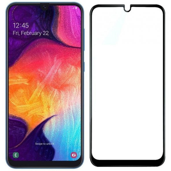 Bufalo Samsung Galaxy A30 / A50 Ekran Koruyucu 9D Temperli Cam - Siyah ürün görseli 1
