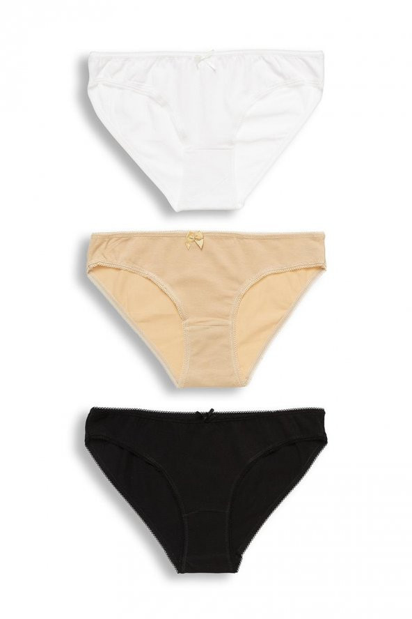 Kadın Asorti Renkli Düz 3lü Slip Külot 3137 ürün görseli 1