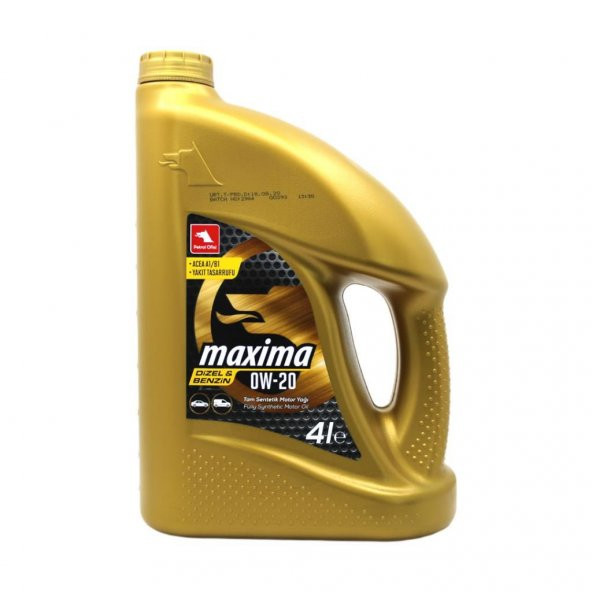 Petrol Ofisi Maxima 0W-20 4 Lt Tam Sentetik Motor Yağı ürün görseli 1