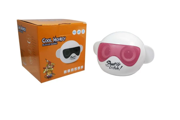 iCutes Cool Monkey Gözlüklü Maymun Pembe Bluetooth Hoparlör USBli-TF kartlı M205 ürün görseli 1