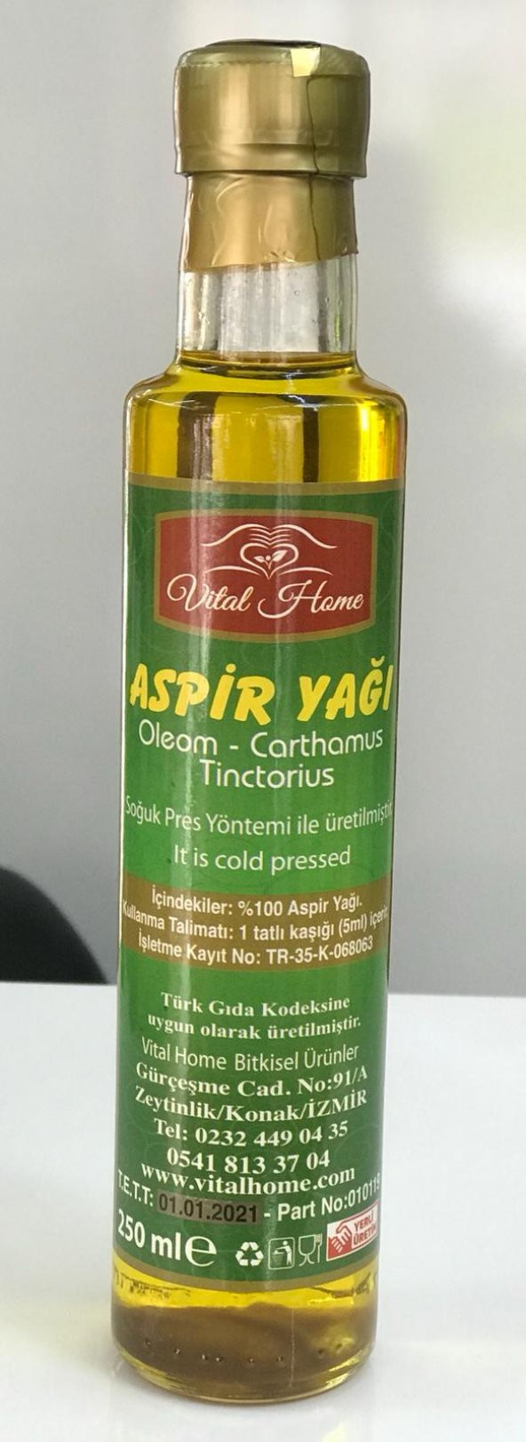 ASPİR YAĞI SOĞUK SIKIM 250 ML CAM ŞİŞE ürün görseli 1