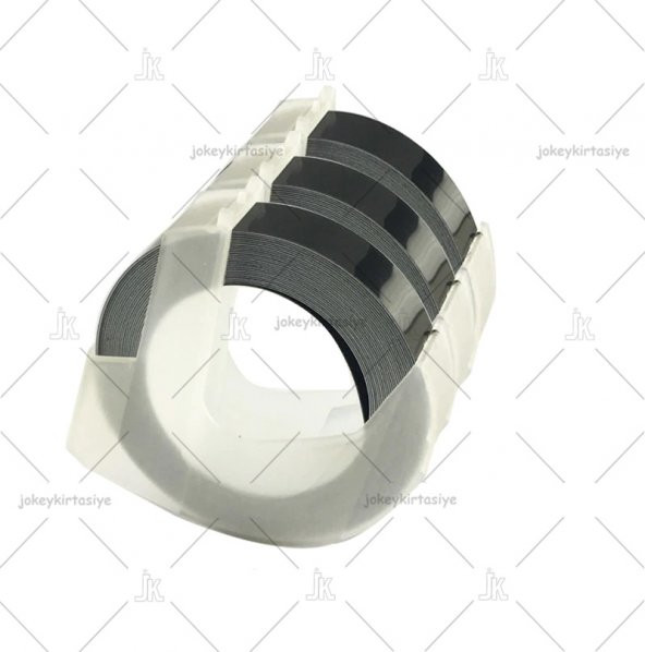 3D Kabartma Yapışkanlı Şerit Etiket MoTEX_E-101 - Dymo_JUNİOR+OMEGA (9mm X 3 metre) 3 adet /SİYAH-BLACK ürün görseli 1