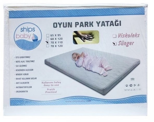 Ships Baby Alezli Su Geçirmez Oyun Parkı Yatağı 70x110 - Oyun Park Yatağı ürün görseli 1