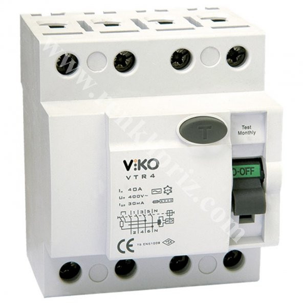 Viko 4 X 40 Amper 30 Ma Kaçak Akım Rölesi Vtr4--4030 ürün görseli 1