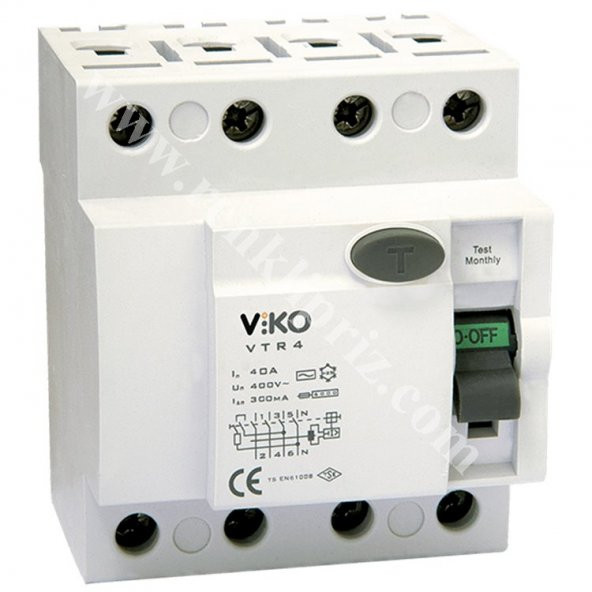 Viko 4 X 40 Amper 300 Ma Kaçak Akım Rölesi Vtr4-40300 ürün görseli 1