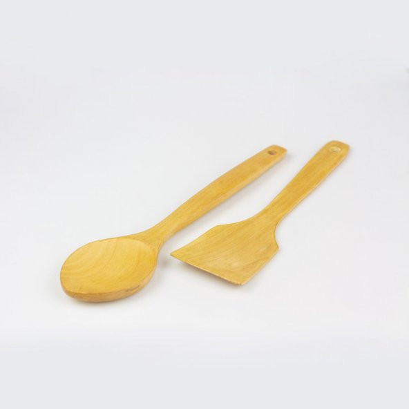 Ahşap Spatula ve Ahşap Servis Kaşığı 2 li Set ürün görseli 1