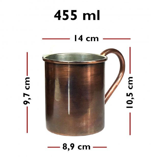 Shark Anatolia Bakır Kupa Bardak Mug - Resim 3