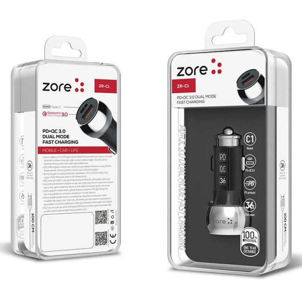 Zore ZR-C1 Type-C 2 in 1 Araç Şarj Seti - Resim 9