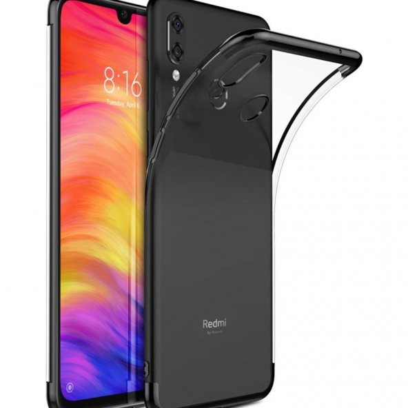 Xiaomi Redmi Note 7 Köşeleri Renkli Şeffaf Kamera Korumalı Kılıf ürün görseli 1