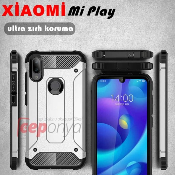 Xiaomi Mi Play Armor Hyrbit Zırh Kılıf ürün görseli 1