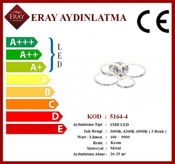 Eray Aydınlatma 5164-4 Led 4 Lü Avize - Resim 3