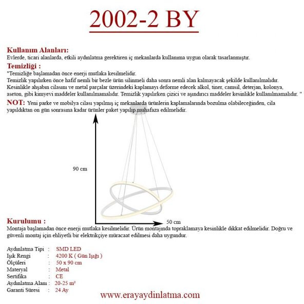 Eray Aydınlatma 2002-2 By Led Beyaz Avize - Resim 4
