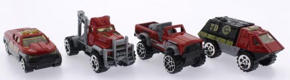 4Lü Die Cast İtfaiye Seti - Resim 3