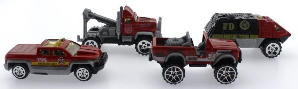 4Lü Die Cast İtfaiye Seti - Resim 6