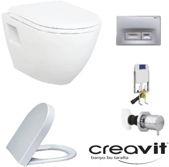 Creavit GR5001-Tp325 Gömme Rezervuar Seti 5li Metal Menteşe Hisar Amsortisörlü ürün görseli 1