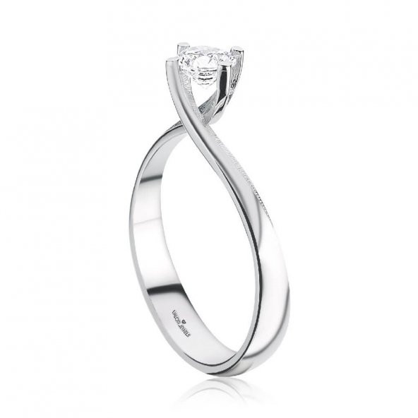 Swarovski Taşlı Özel Tasarım 925 Ayar Gümüş Sarmal Tektaş - Resim 2