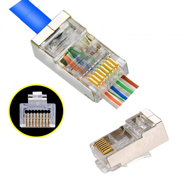 FC6-5101 YENİ NESİL RJ45 METAL KORUMA 100 ADET KABLO ÇIKIŞLI KONNEKTÖR ürün görseli 1