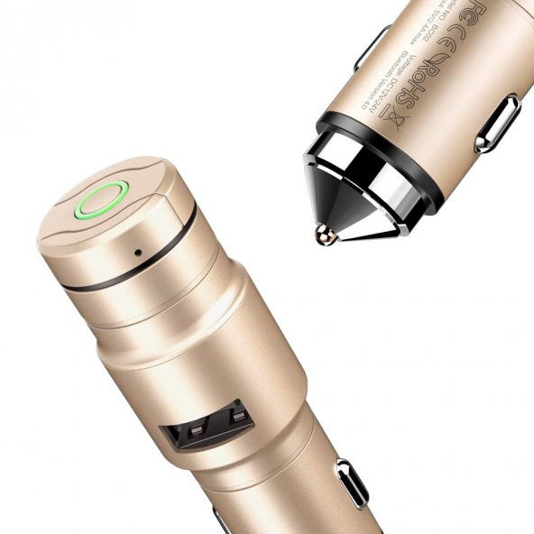 Baseus Intelligent Serisi Araç Şarj Cihazı ve Bluetooth Kulaklık Gold CCBKER-0V ürün görseli 1