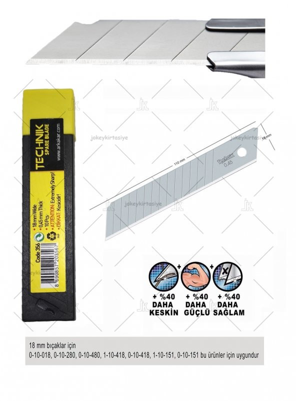 MAKET BIÇAĞI YEDEĞİ GENİŞ 18mm 1KUTU (100.FALÇATA UCU) ürün görseli 1