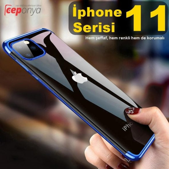 Apple iPhone 11 Kamera Korumalı Köşeleri Renkli Şeffaf Kılıf ürün görseli 1