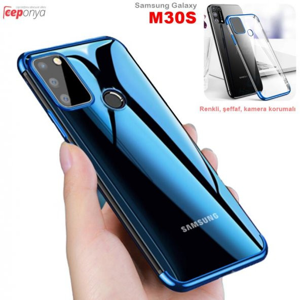 Samsung Galaxy M30S Kamera Korumalı Köşeleri Renkli Şeffaf Kılıf ürün görseli 1