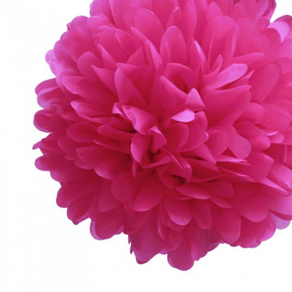 Kağıt Ponpon Çiçek Asma Süsü 25 Cm - Fuşya - Resim 2