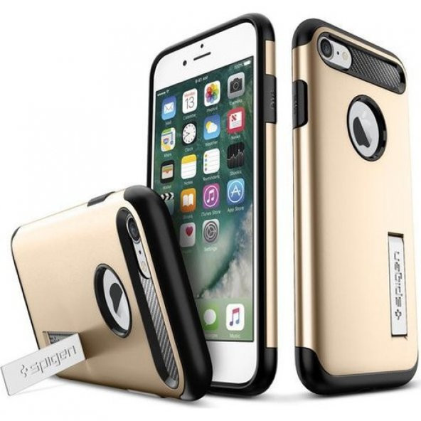 Spigen Apple iPhone 8 - iPhone 7 Kılıf Slim Armor Champagne Gold - Resim 2