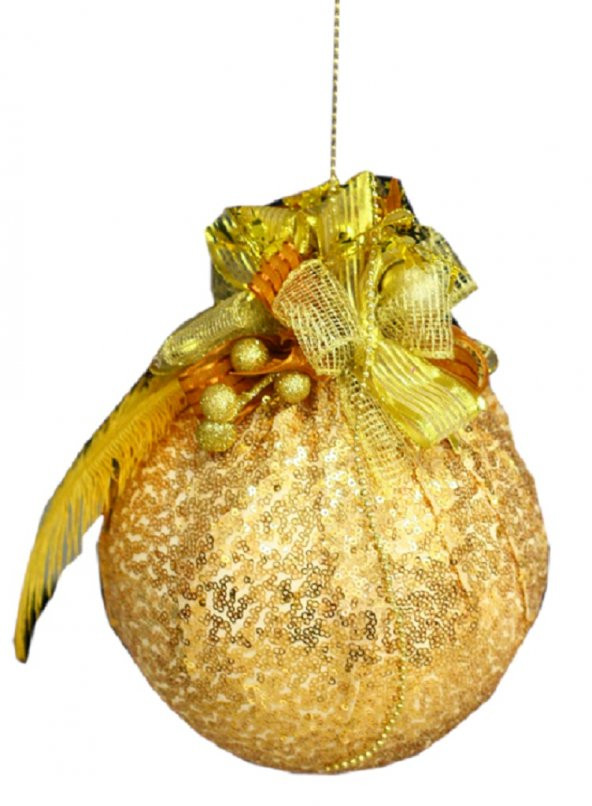 YILBAŞI GOLD TOP TEKLİ  PULLU ASMA SÜS 20 CM ürün görseli 1